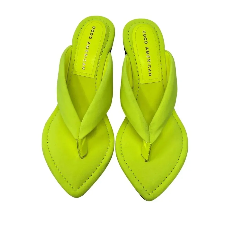 Good American Clear Wedge Sandals Size 6 Chartreuse GA077N-X - Picture 1 of 5